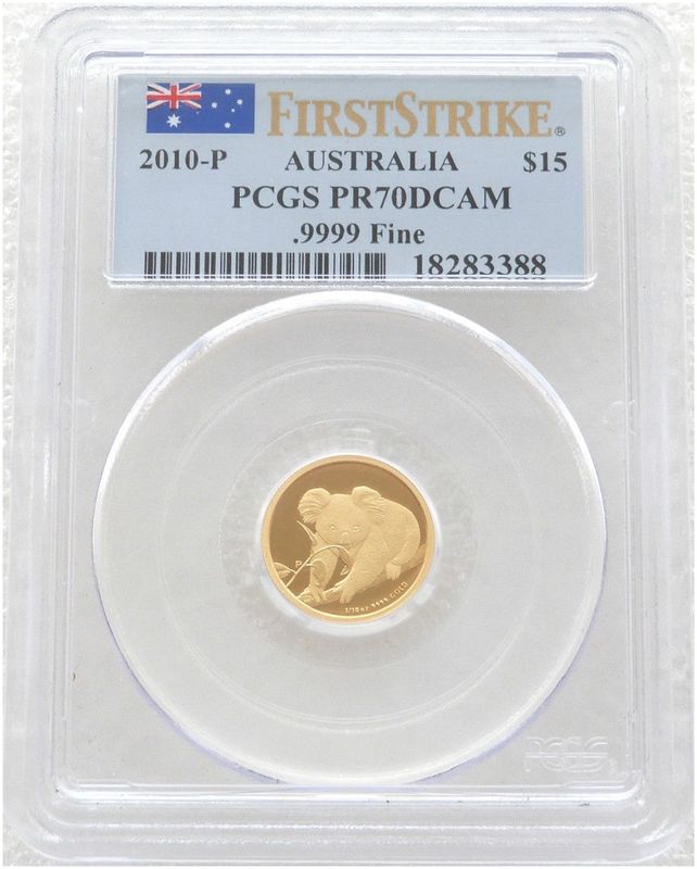 2010 Australia Koala $15 Gold Proof 1/10oz Coin PCGS PR70 DCAM First Strike