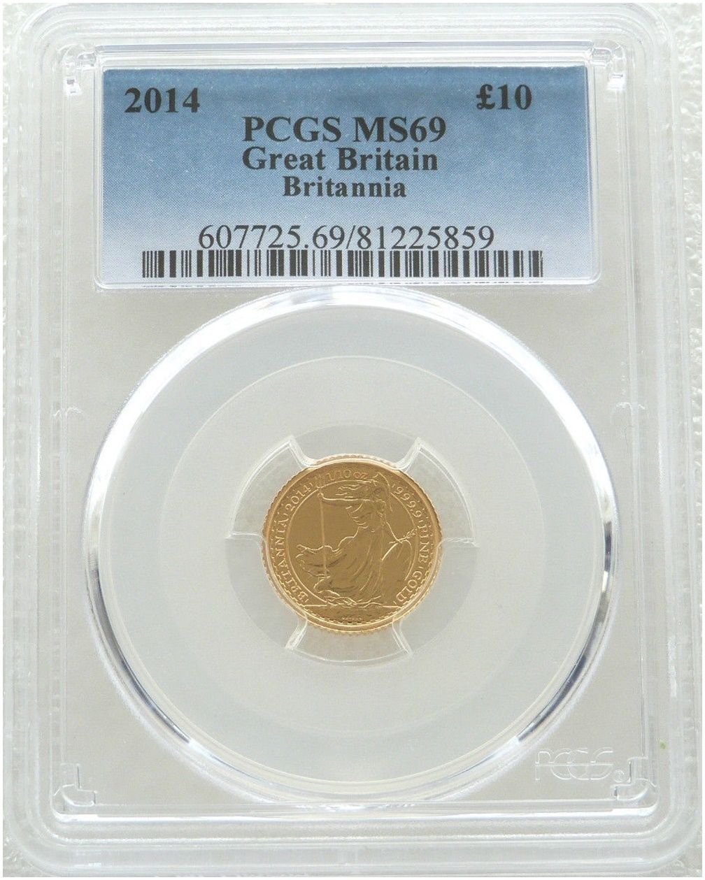 2014 Britannia £10 Gold 1/10oz Coin PCGS MS69