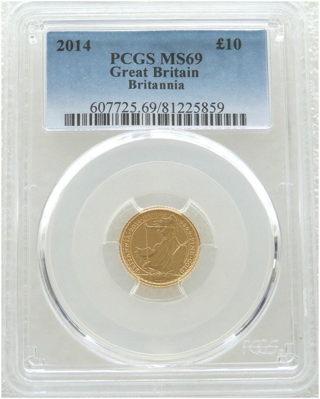 2014 Britannia £10 Gold 1/10oz Coin PCGS MS69