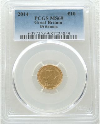 2014 Britannia £10 Gold 1/10oz Coin PCGS MS69