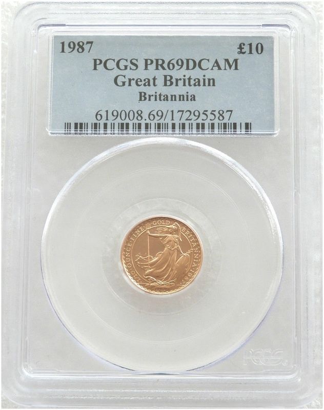 1987 Britannia £10 Gold Proof 1/10oz Coin PCGS PR69 DCAM 1987 Britannia £10 Gold Proof 1/10oz Coin PCGS PR69 DCAM