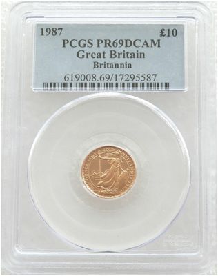 1987 Britannia £10 Gold Proof 1/10oz Coin PCGS PR69 DCAM 1987 Britannia £10 Gold Proof 1/10oz Coin PCGS PR69 DCAM