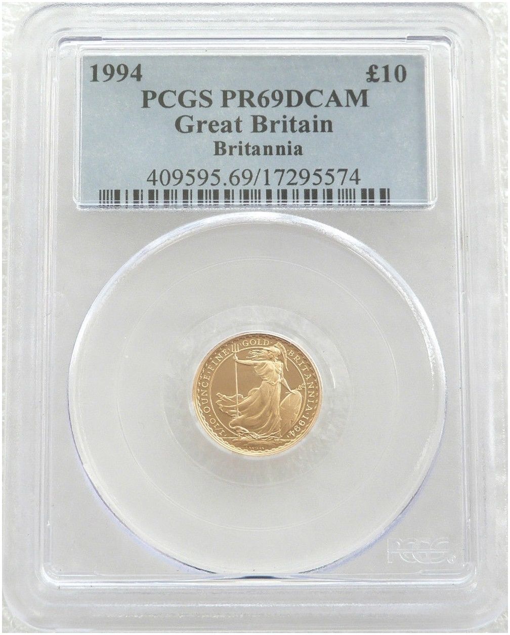 1994 Britannia £10 Gold Proof 1/10oz Coin PCGS PR69 DCAM