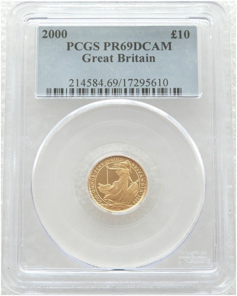 2000 Britannia £10 Gold Proof 1/10oz Coin PCGS PR69 DCAM