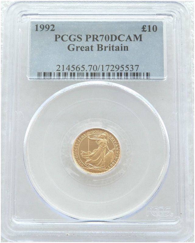 1992 Britannia £10 Gold Proof 1/10oz Coin PCGS PR70 DCAM