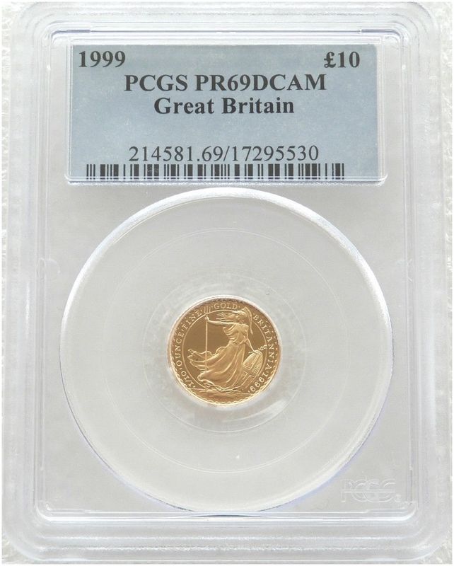 1999 Britannia £10 Gold Proof 1/10oz Coin PCGS PR69 DCAM