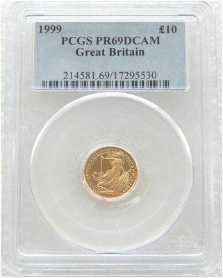 1999 Britannia £10 Gold Proof 1/10oz Coin PCGS PR69 DCAM