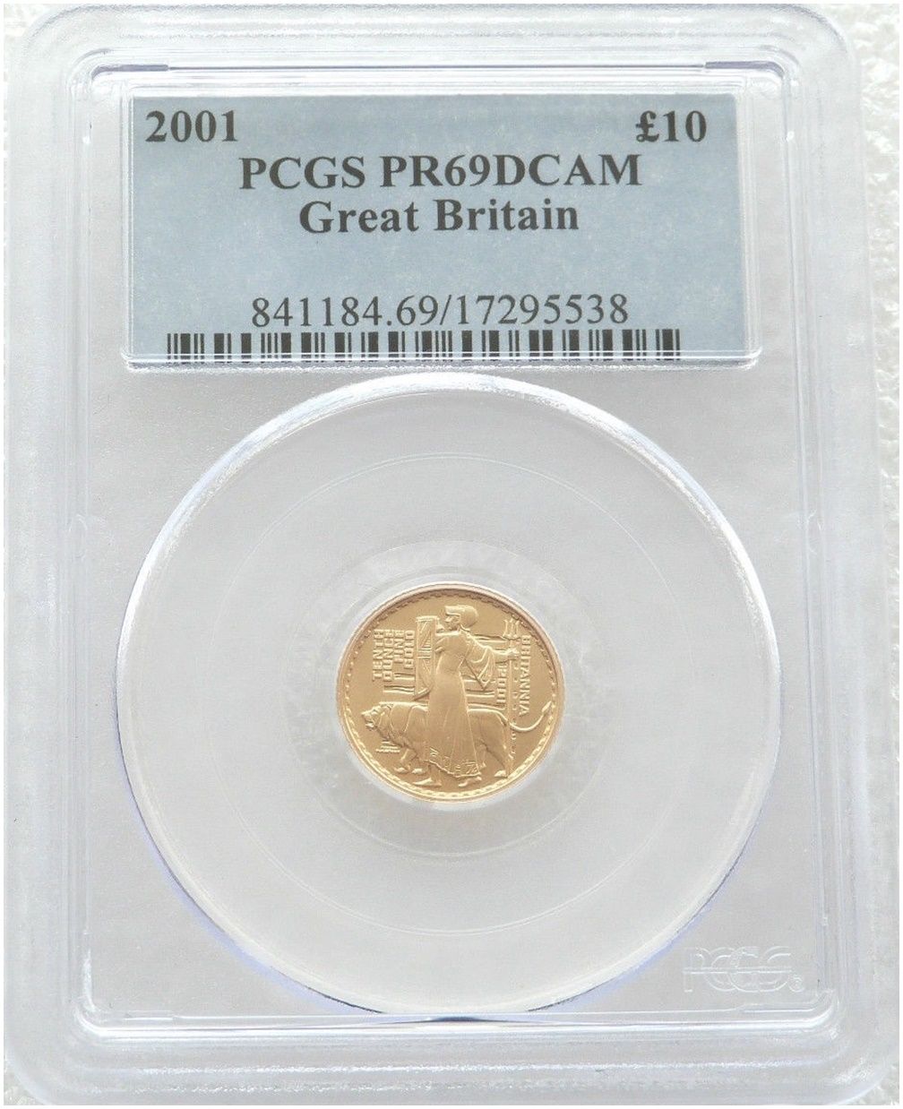 2001 Britannia £10 Gold Proof 1/10oz Coin PCGS PR69 DCAM