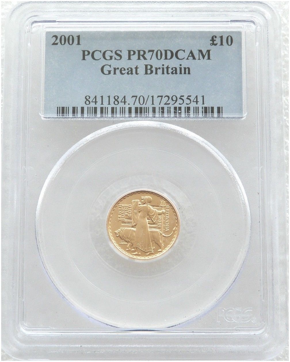 2001 Britannia £10 Gold Proof 1/10oz Coin PCGS PR70 DCAM