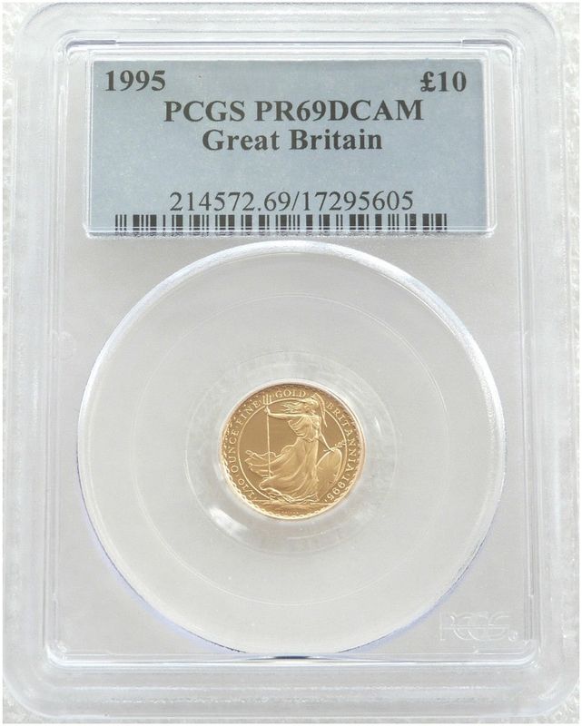1995 Britannia £10 Gold Proof 1/10oz Coin PCGS PR69 DCAM