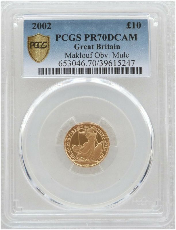 2002 Britannia Mint Error Mule £10 Gold Proof 1/10oz Coin PCGS PR70 DCAM