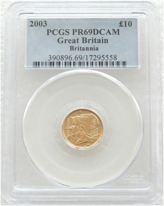 2003 Britannia £10 Gold Proof 1/10oz Coin PCGS PR69 DCAM