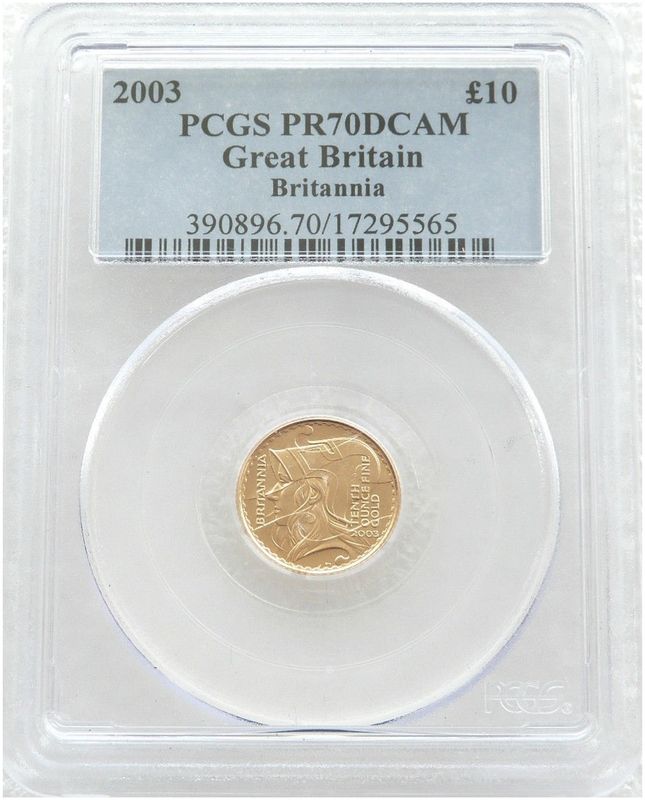 2003 Britannia £10 Gold Proof 1/10oz Coin PCGS PR70 DCAM