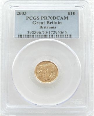 2003 Britannia £10 Gold Proof 1/10oz Coin PCGS PR70 DCAM