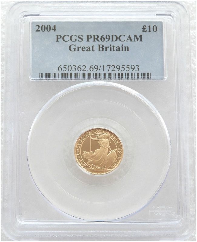 2004 Britannia £10 Gold Proof 1/10oz Coin PCGS PR69 DCAM