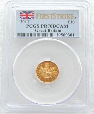 2011 Britannia £10 Gold Proof 1/10oz Coin PCGS PR70 DCAM First Strike