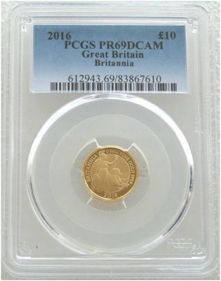 2016 Britannia £10 Gold Proof 1/10oz Coin PCGS PR69 DCAM - Mintage 293