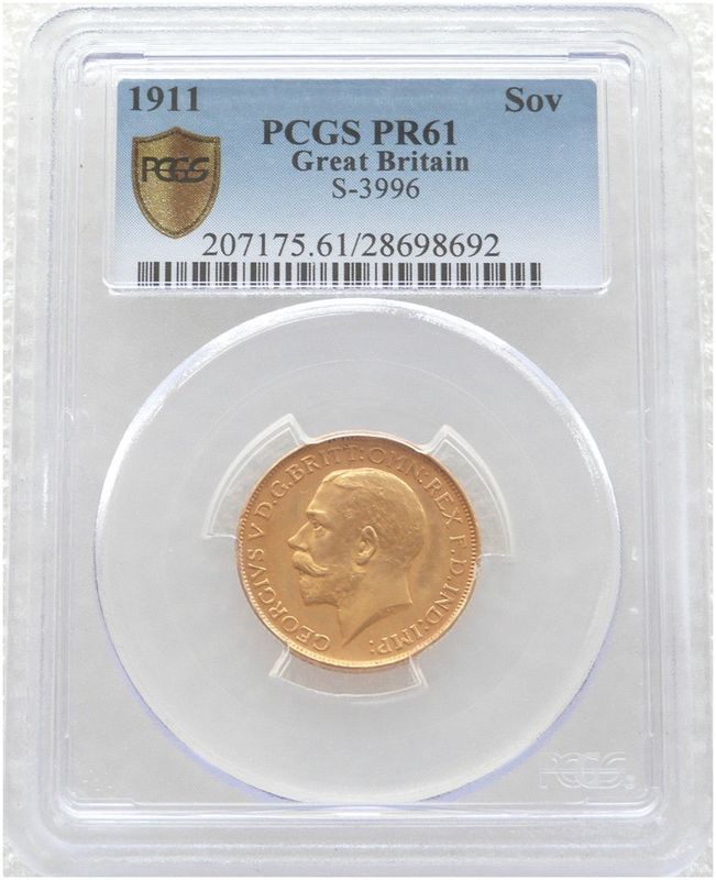 1911 George V Coronation Full Sovereign Gold Proof Coin PCGS PR61