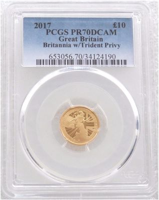 2017 Britannia £10 Gold Proof 1/10oz Coin PCGS PR70 DCAM - Mintage 422