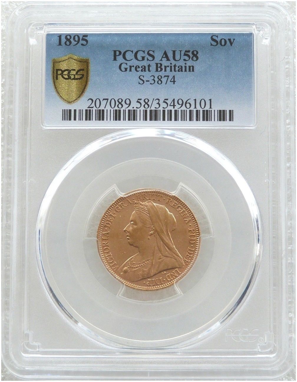 1895 Victoria Full Sovereign Gold Coin PCGS AU58