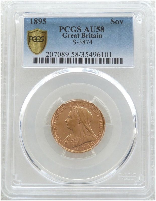 1895 Victoria Full Sovereign Gold Coin PCGS AU58