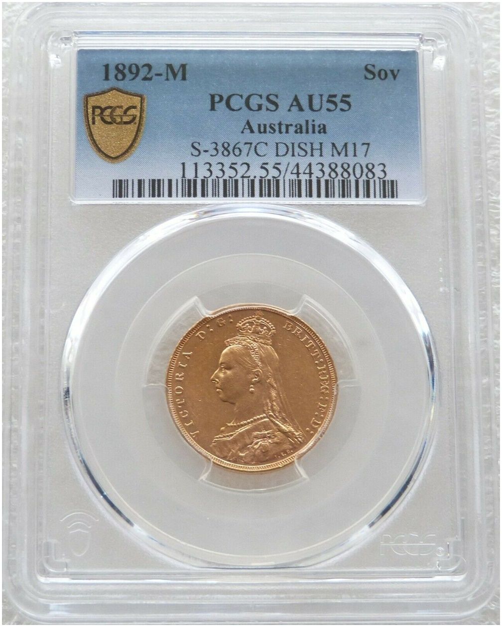 1892-M Australia Melbourne Victoria Full Sovereign Gold Coin PCGS AU55