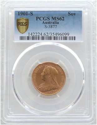 1901-S Australia Sydney Victoria Full Sovereign Gold Coin PCGS MS62