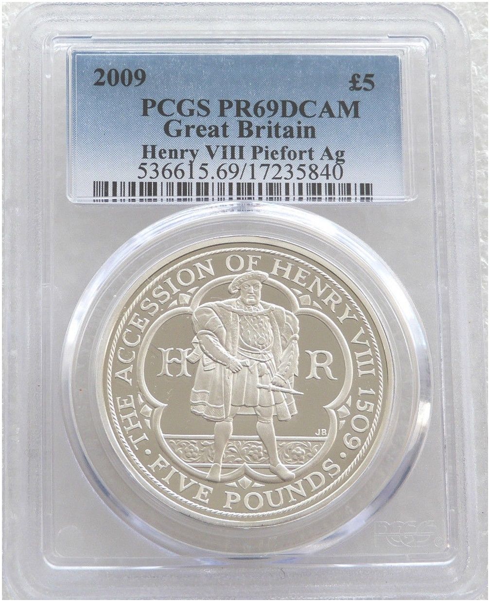 2009 King Henry VIII Piedfort £5 Silver Proof Coin PCGS PR69 DCAM