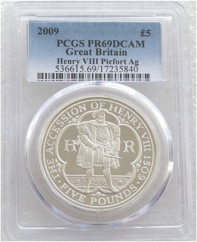 2009 King Henry VIII Piedfort £5 Silver Proof Coin PCGS PR69 DCAM