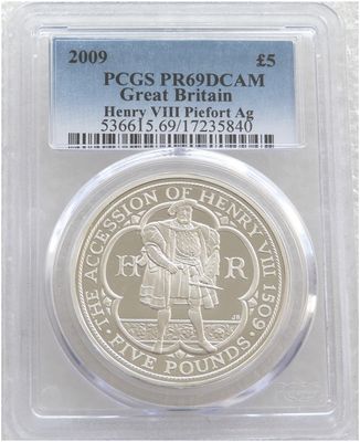 2009 King Henry VIII Piedfort £5 Silver Proof Coin PCGS PR69 DCAM