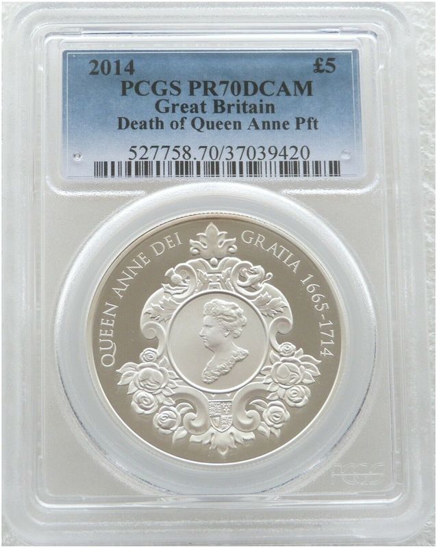 2014 Queen Anne Piedfort £5 Silver Proof Coin PCGS PR70 DCAM