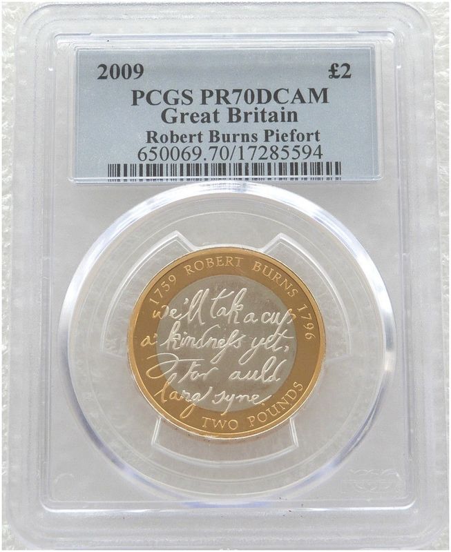 2009 Robert Burns Piedfort £2 Silver Proof Coin PCGS PR70 DCAM