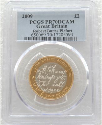 2009 Robert Burns Piedfort £2 Silver Proof Coin PCGS PR70 DCAM