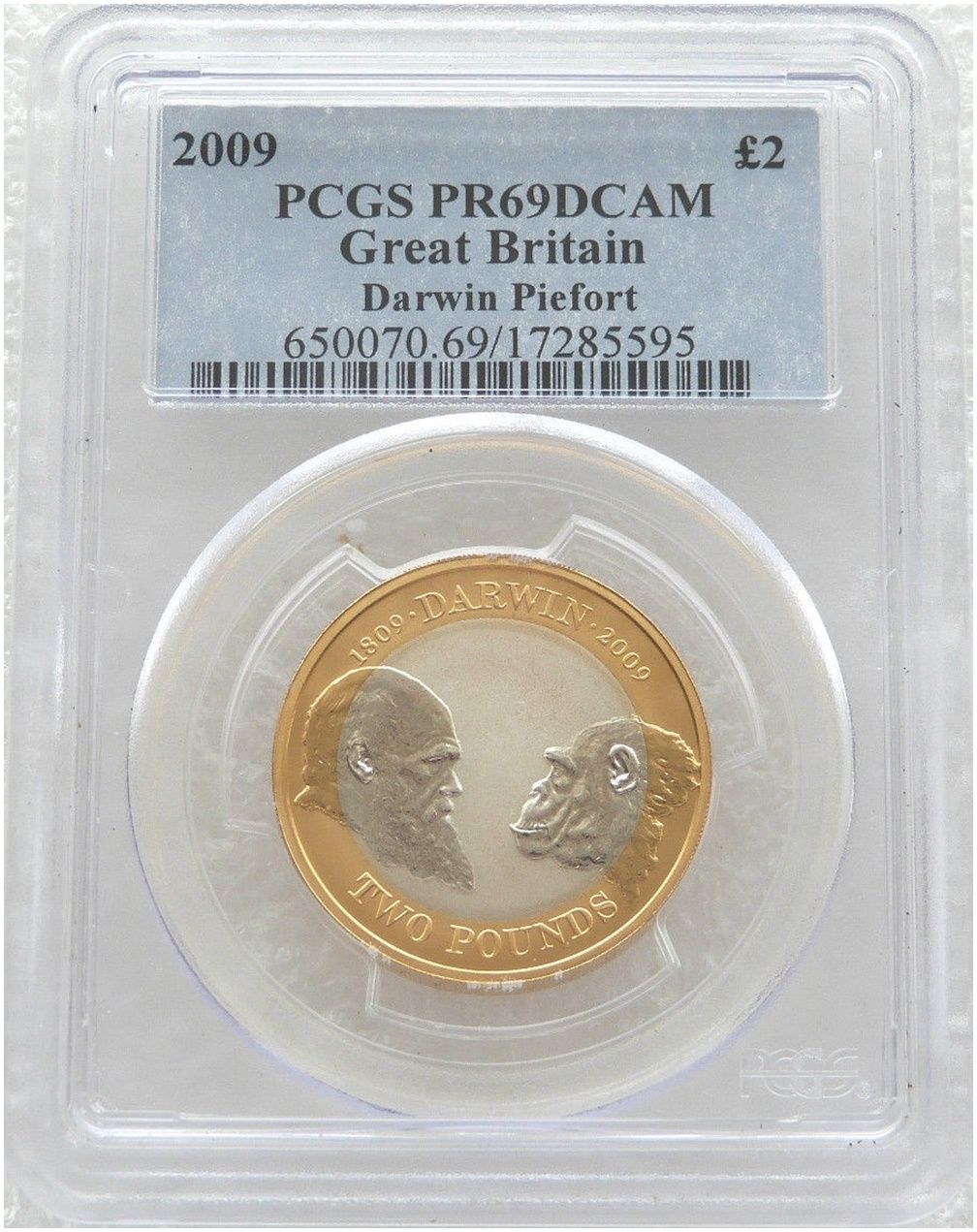 2009 Charles Darwin Piedfort £2 Silver Proof Coin PCGS PR69 DCAM