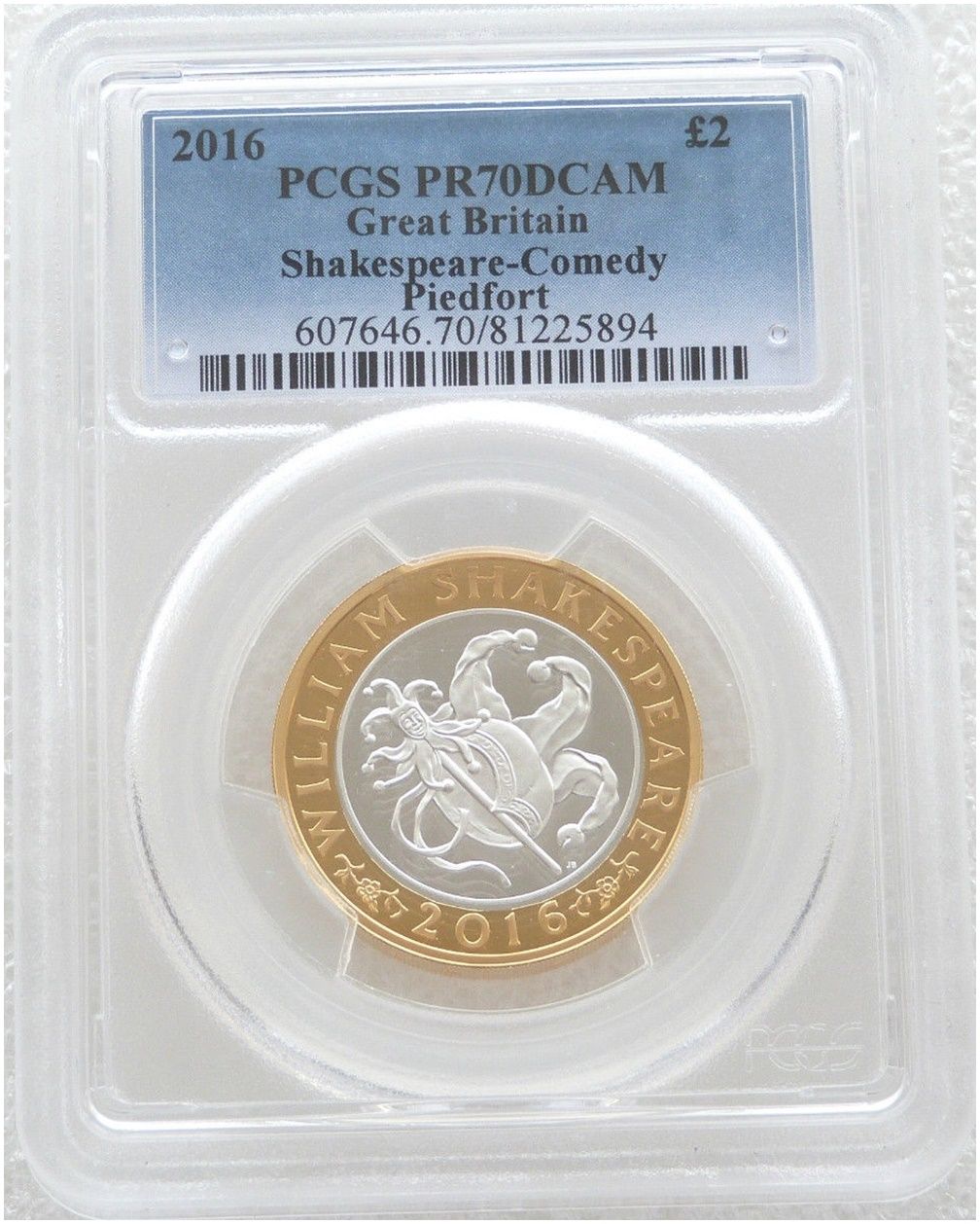 2016 William Shakespeare Comedies Piedfort £2 Silver Proof Coin PCGS PR70 DCAM