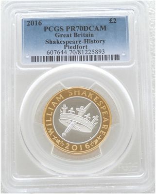 2016 William Shakespeare Histories Piedfort £2 Silver Proof Coin PCGS PR70 DCAM