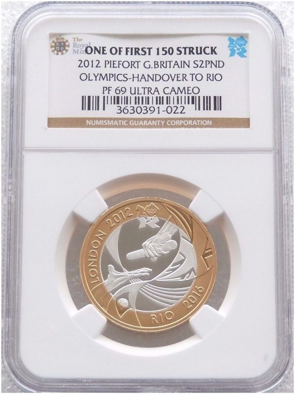 2012 London Olympic Games Handover To Rio Piedfort £2 Silver Proof Coin NGC PF69 UC