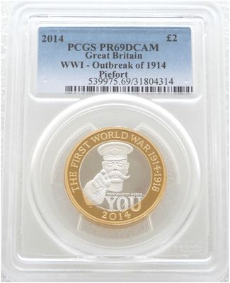 2014 First World War Outbreak Kitchener Piedfort £2 Silver Proof Coin PCGS PR69 DCAM