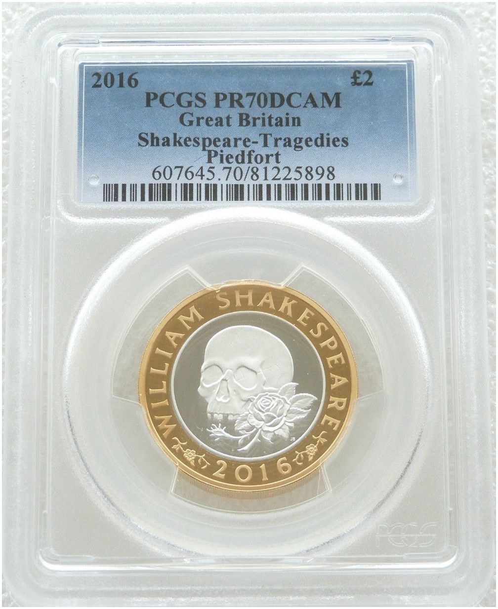 2016 William Shakespeare Tragedies Piedfort £2 Silver Proof Coin PCGS PR70 DCAM