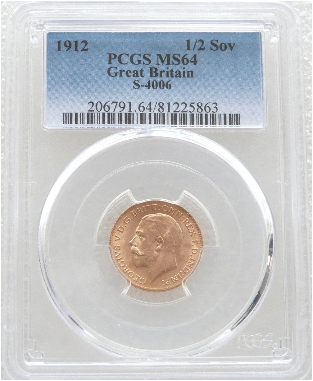 1912 George V Half Sovereign Gold Coin PCGS MS64