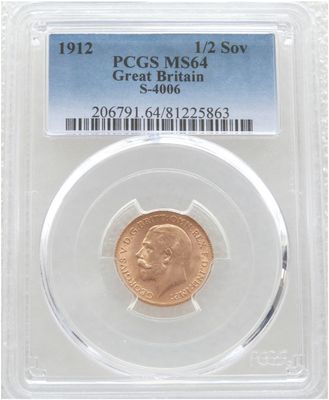 1912 George V Half Sovereign Gold Coin PCGS MS64