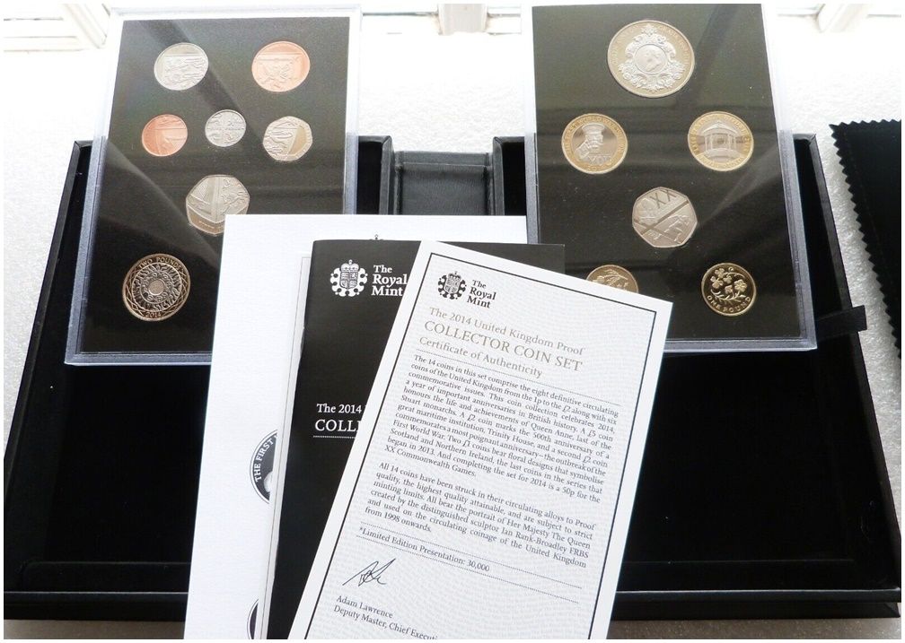 2014 Royal Mint Deluxe Collector Proof 14 Coin Set Box Coa