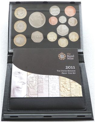 2011 Royal Mint Deluxe Proof 14 Coin Set Black Leather Case Coa