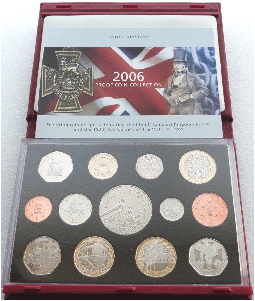2006 Royal Mint Deluxe Proof 13 Coin Set Red Leather Case Coa