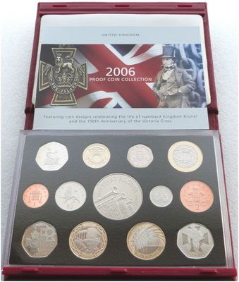 2006 Royal Mint Deluxe Proof 13 Coin Set Red Leather Case Coa