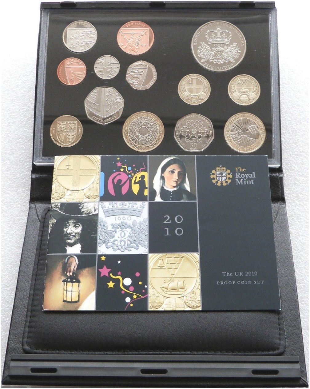 2010 Royal Mint Deluxe Proof 13 Coin Set Black Leather Case Coa
