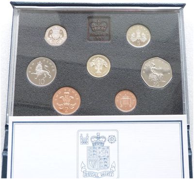 1987 Royal Mint Standard Proof 7 Coin Set Blue Case Coa