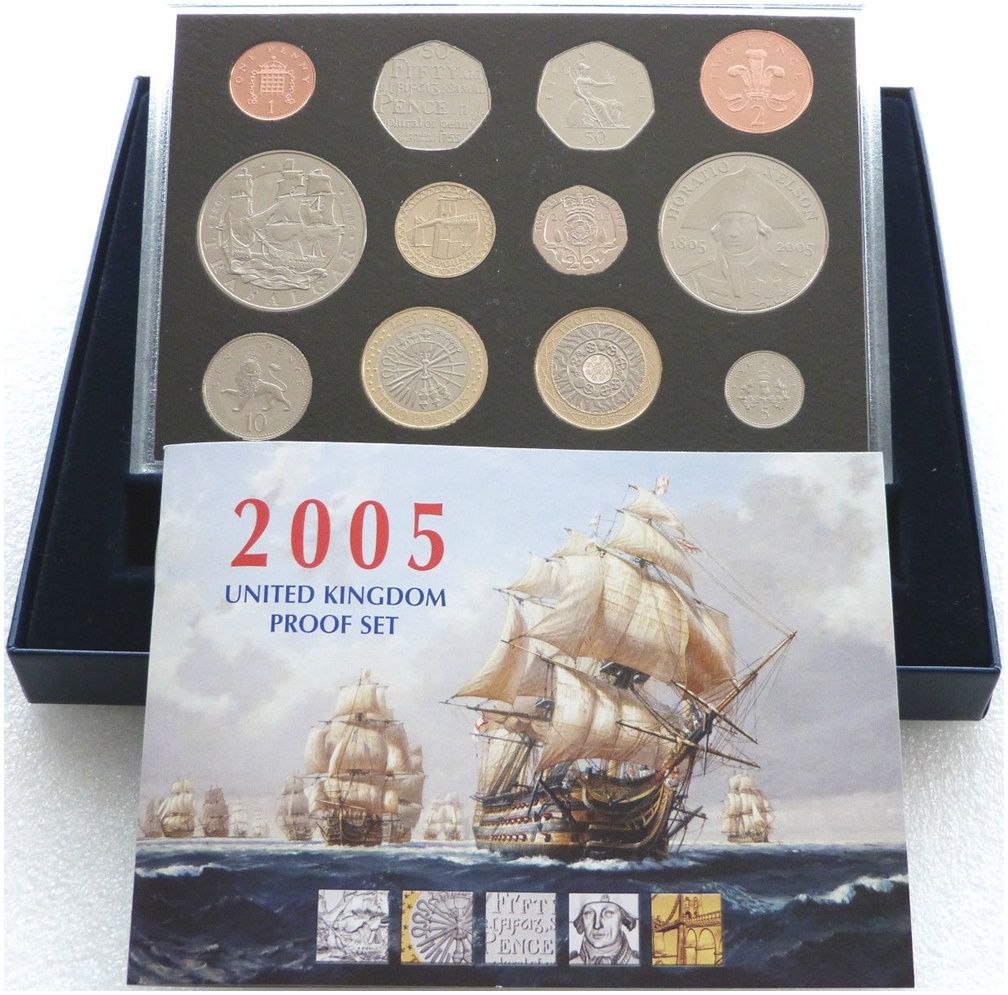 2005 Royal Mint Standard Proof 12 Coin Set Box Coa