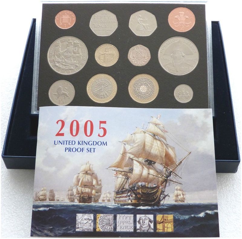 2005 Royal Mint Standard Proof 12 Coin Set Box Coa