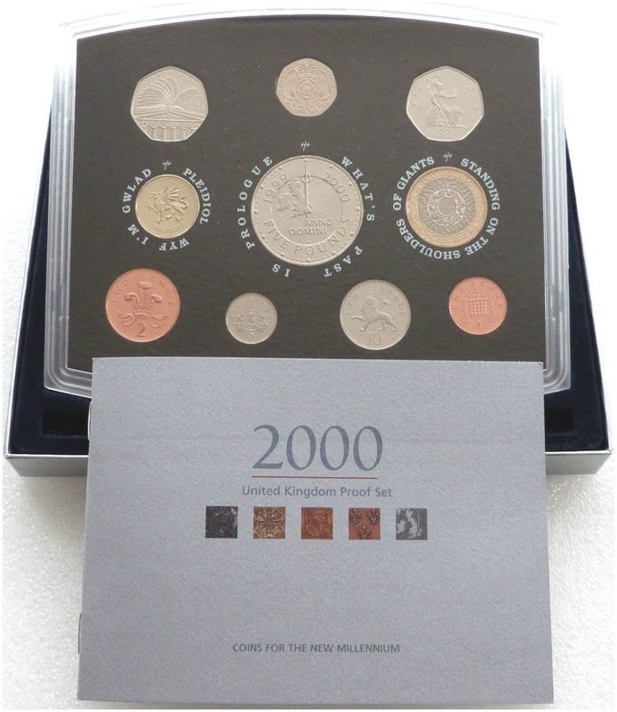 2000 Royal Mint Millennium Standard Proof 10 Coin Set Box Coa